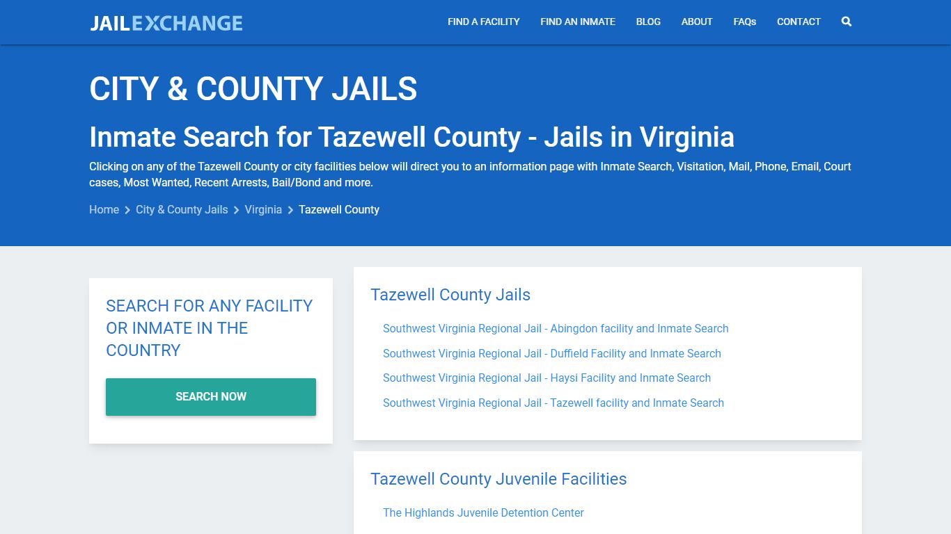 Inmate Search for Tazewell County | Jails in Virginia - Jail Exchange
